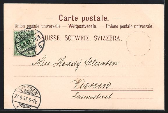 Cartoline postali: Litho Vitznau, Gesamtansicht, Rigi u. Ri – Usato da Berlin venduto da bartko-reher 1
