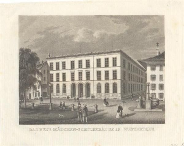 Stiche: Winterthur Schulhaus  Aquatinta 1853 – Gebraucht aus Rafz von Helvet32