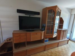 Holz Wohnwand, TV-Möbel, Vitrine , Komplette Wohnwand