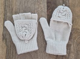 Fingerlose Handschuhe mit Klappe beige Neu