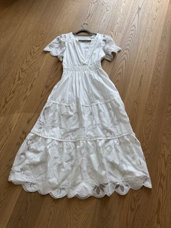 Anthropologie Maxikleid weiss Spitze – Grösse S