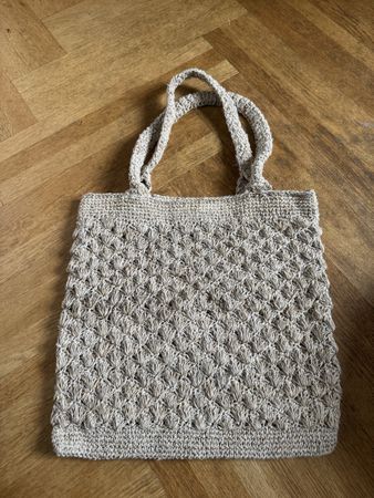 Gehäkelte Tasche beige 40 cm x 35 cm guter Zustand