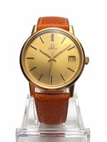 Omega Vintage Date – Goldfarbenes Zifferblatt mit Lederband