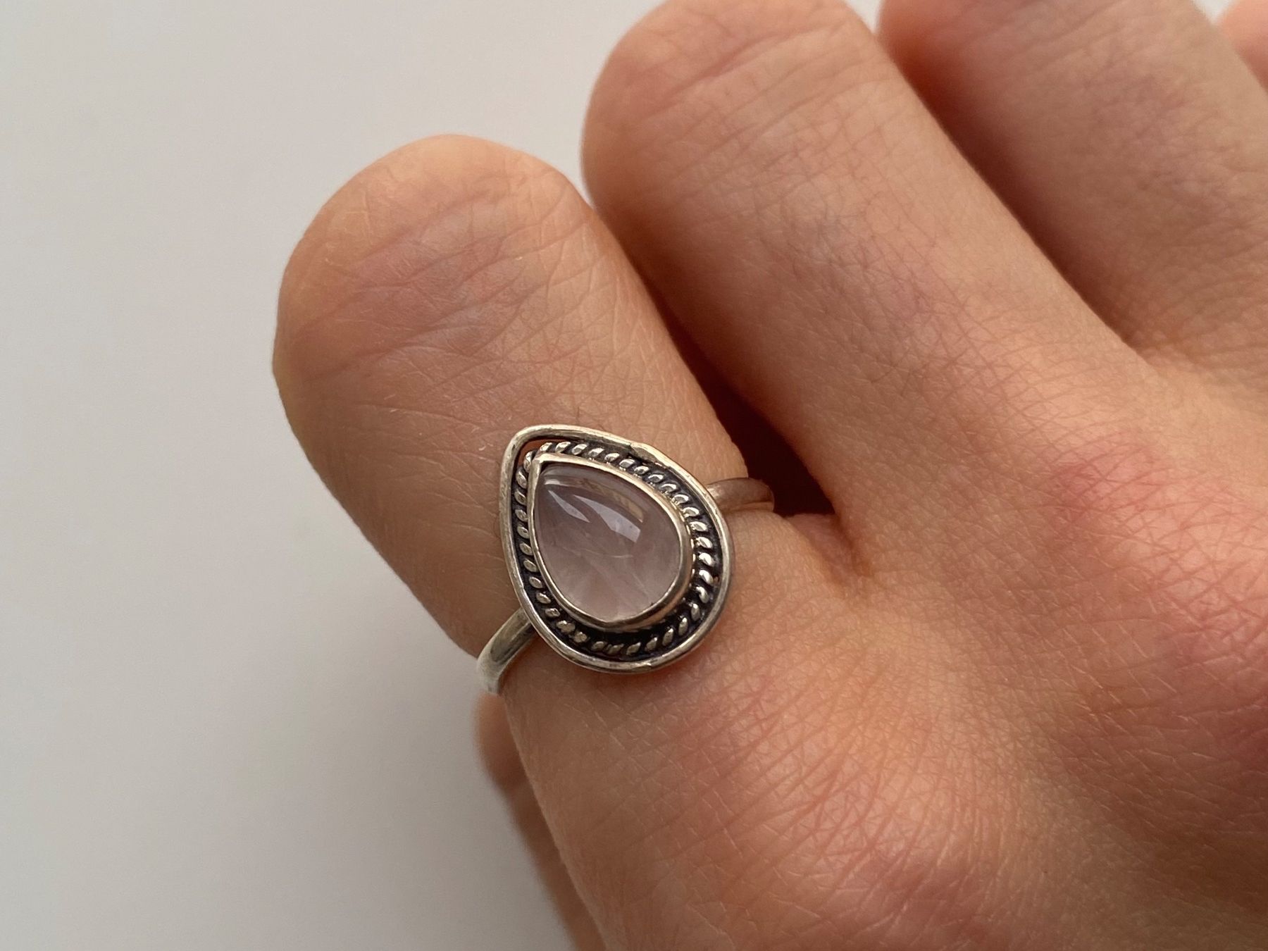 Anelli: Silber 925 Rosa Quartz Tropfen Ring – Nuovo (secondo la descrizione) da Givisiez venduto da sgu_k58r