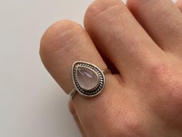 Silber 925 Rosa Quartz Tropfen Ring