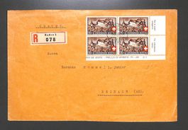 1939 FDC Viererblock Pro Patria Einschreiben BADEN 15.VI.39