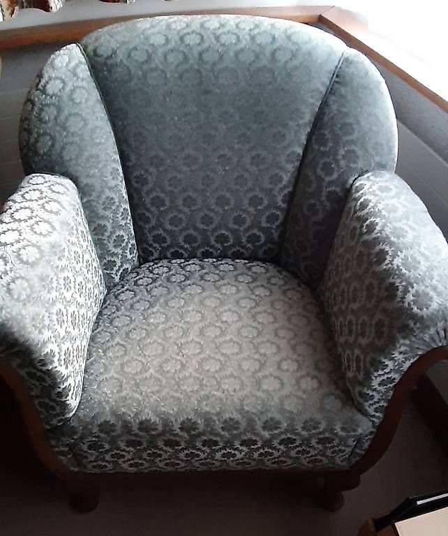 Poltrone: Art Deco Sessel, 1930er / graugrüner Samtbezug – Usato da Henggart venduto da hen_9f22