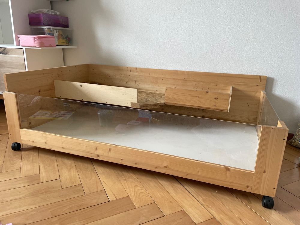 Meerschweinchen-Gehege 145x60x100cm - Massivholz Mit PVC-Boden