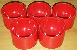 Vintage 70s 5 rote Eierbecher Kunststoff