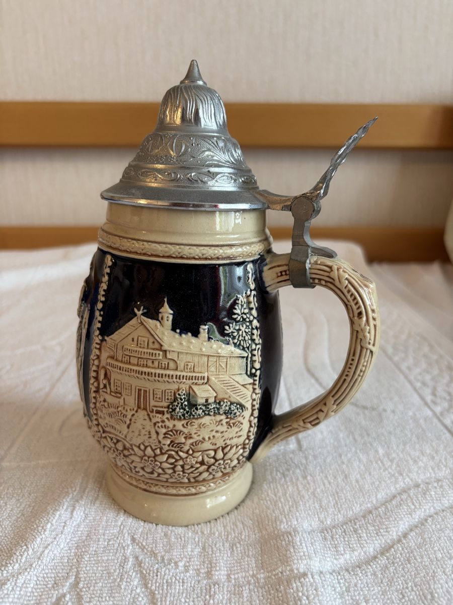 Caraffe: Vintage Bierkrug mit Zinndeckel – Nuovo (secondo la descrizione) da Kloten venduto da Voni21 1