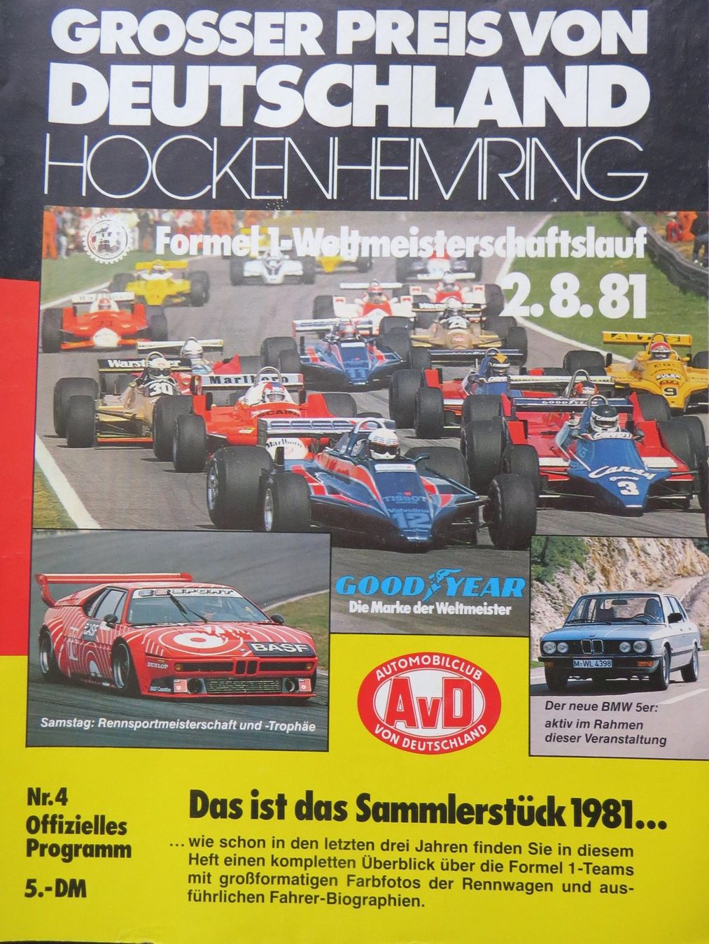 Documenti: Programm Formel 1 in Hockenheim von 1981 – Usato da Ettingen venduto da campione_1