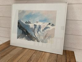 Aquarelle paysage de montagne de MARIANNE NIX-1989