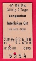 KARTON BILLETT, LANGENTHAL - INTERLAKEN OST, 2.KLASSE, EINFA