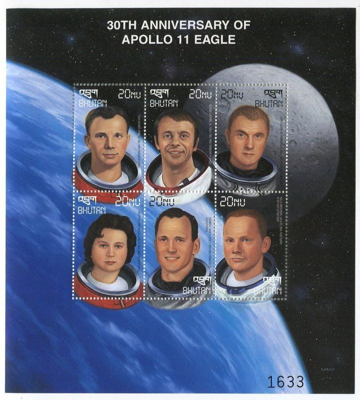 Tutti i francobolli: Block "Juri Gagarin, John Glenn, Alan Shepard". Bhutan – Nuovo e nell'imballaggio originale da Basel venduto da Butsch5