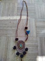 Collier Sautoir Fantaisie Ethnique Cuire