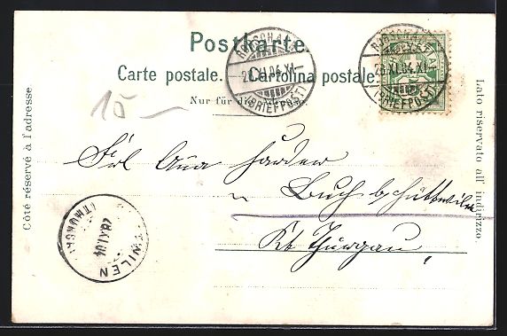 Cartoline postali: AK Rorschach, Dampfer im Hafen, 1904 – Usato da Berlin venduto da bartko-reher 1