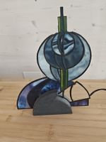 Tiffany Lampe Buntglas blau abstrakt 