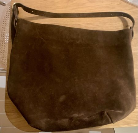 Borsa a spalla in pelle scamosciata marrone AURIEL