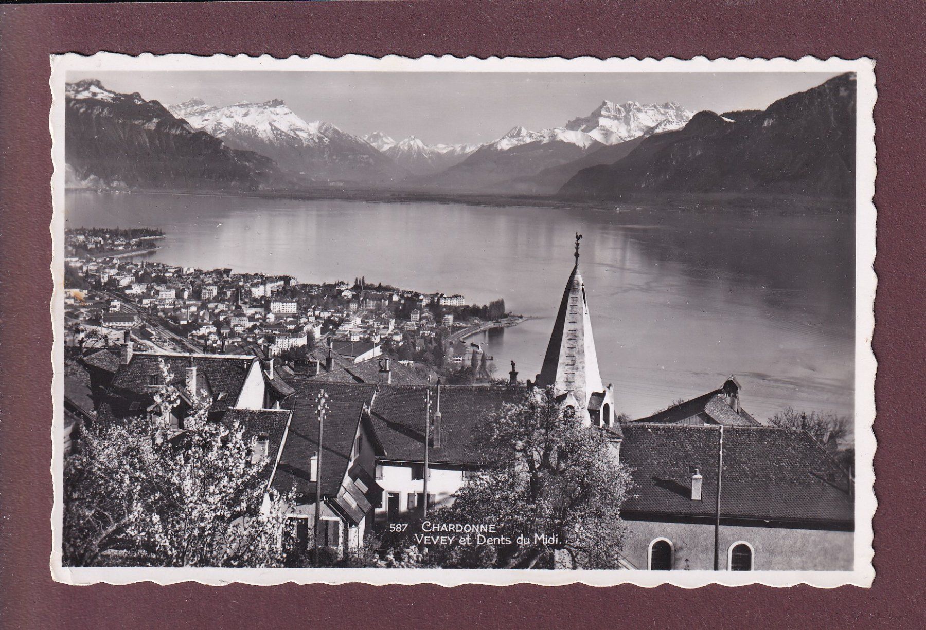 Cartoline postali: CHARDONNE - Vue sur Vevey - 1947 – Usato da Pully venduto da nicecards
