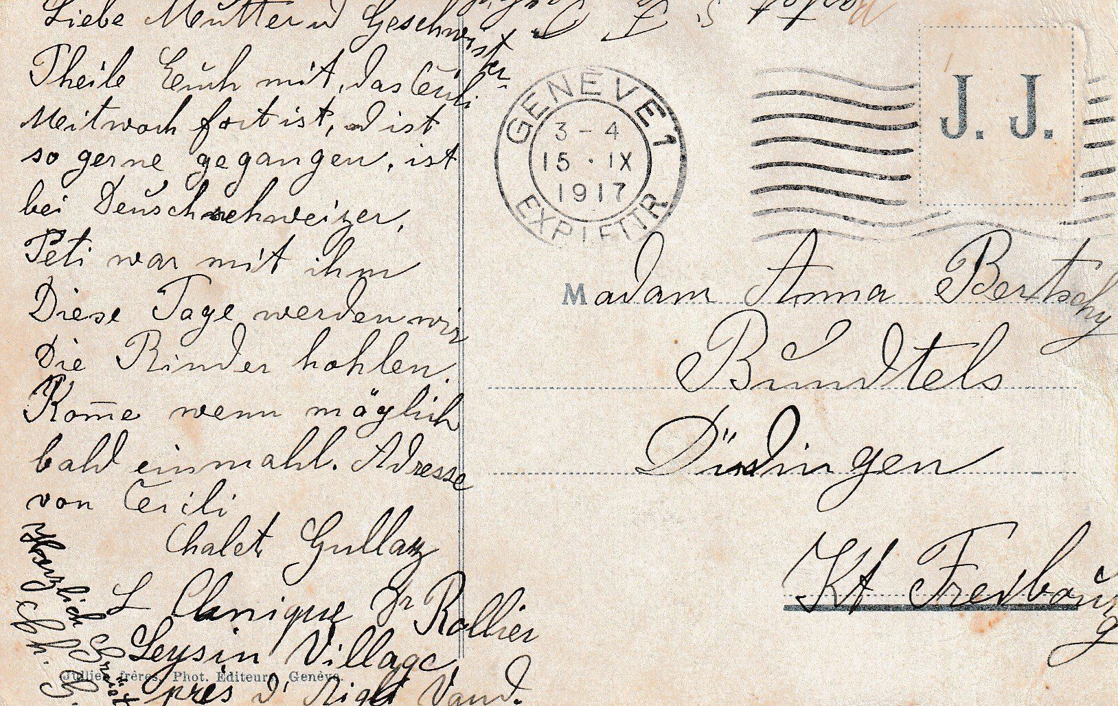 Cartoline postali: AK - Genève gel. 15.9.1917 – Usato da Fribourg venduto da schnalla92 1