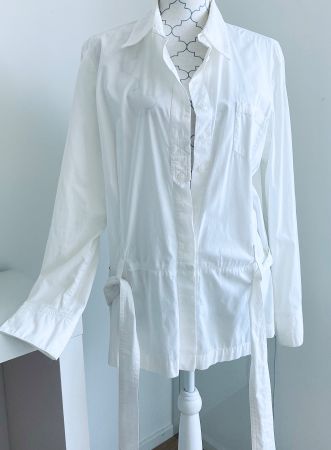 Bluse Jacke Nienhaus Gr. 42 mit Bindegürtel weiss