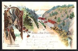 Litho Bad Pfäffers, Hotel Pfäffers mit
