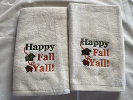 Set of 2 "Happy Fall Y'all" Embroidered Hand Towels!