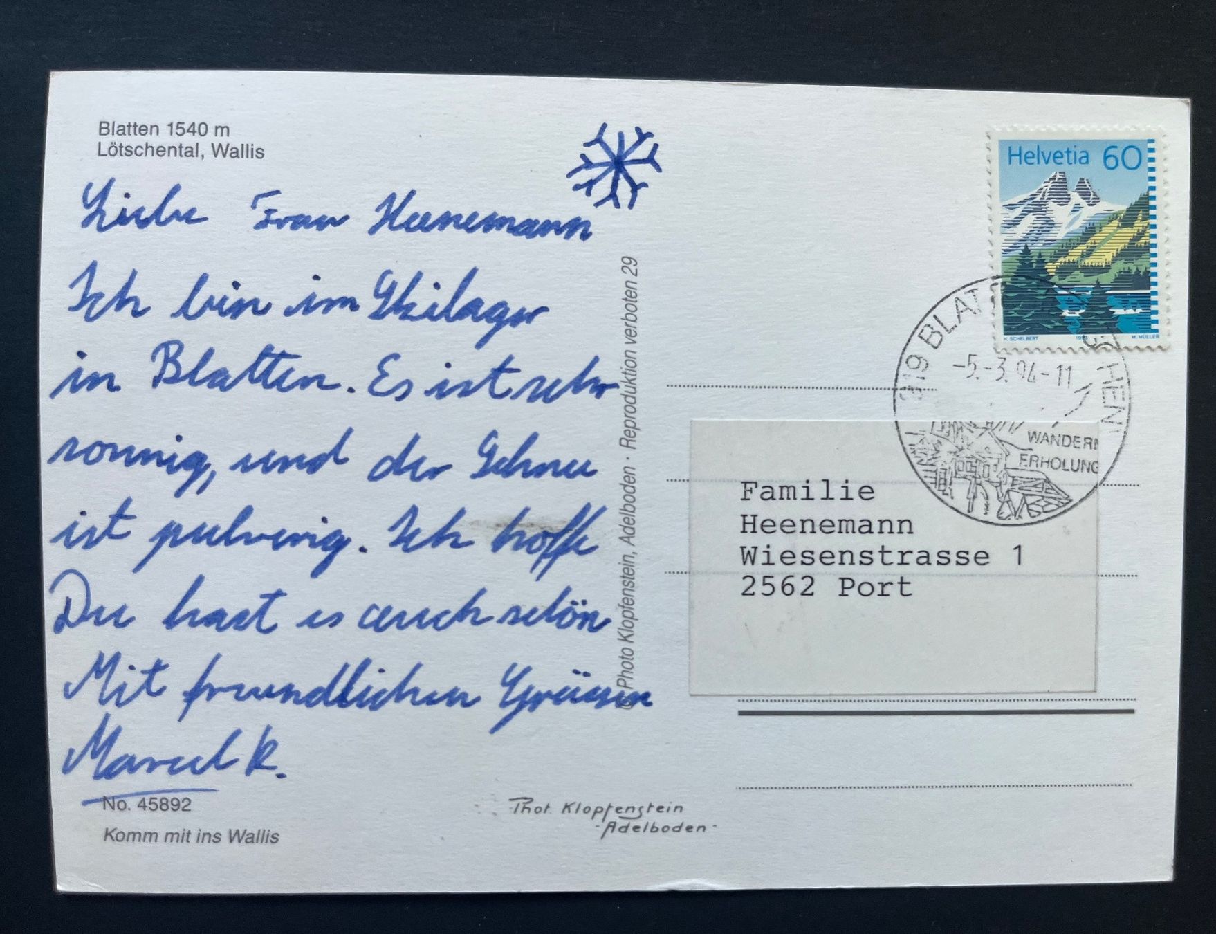 Ansichtskarten: Blatten im Lötschental, ca. 1970 – Gebraucht aus Ostermundigen von DaxKarten-75 1
