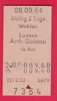 SBB KARTON BILLETT, WOHLEN - ARTH GOLDAU, 2.KLASSE, EINFACH,