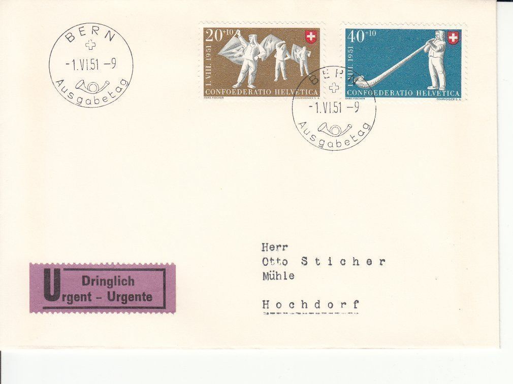 Tutti i francobolli: SBK B51 - B55 FDC d – Usato da Bürglen TG venduto da StampGraf 5