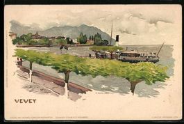 Künstler Fritz Voellmy: Vevey, Uferpano