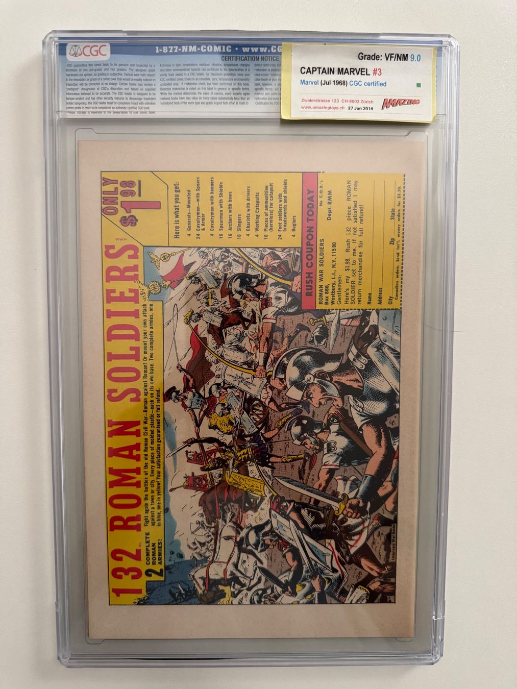 Fumetti: Captain Marvel #3  CGC 9.0 (Marvel 1968) Silver Age Key – Usato da Amriswil venduto da MA_GA 1