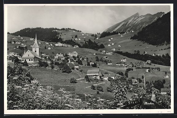 Cartoline postali: AK Amden, Teilansicht mit Kirche, 1936 – Usato da Berlin venduto da bartko-reher
