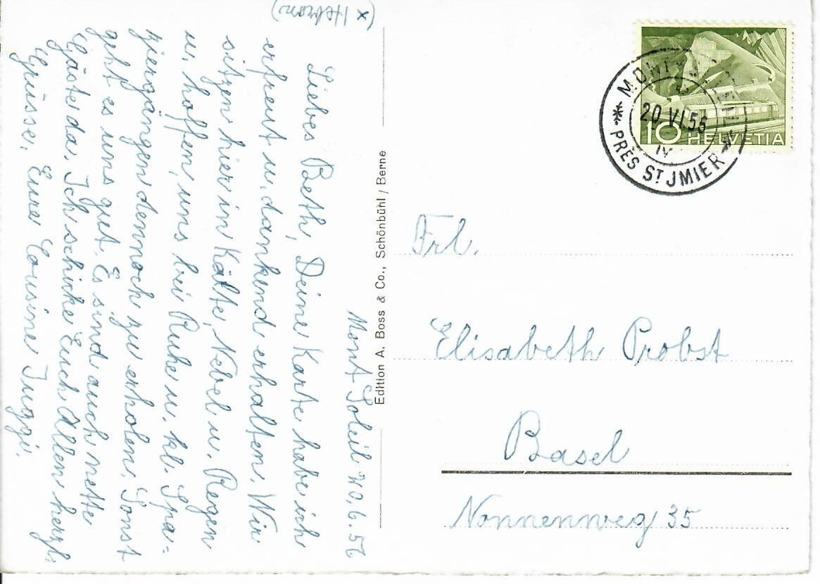 Cartoline postali: Mont Soleil Flugaufnahme  1956 – Usato da Hochdorf venduto da Ziegel-16 1