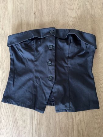 Schwarzes Bustier Top mit Knöpfen und Hose - Grösse S - Neu!