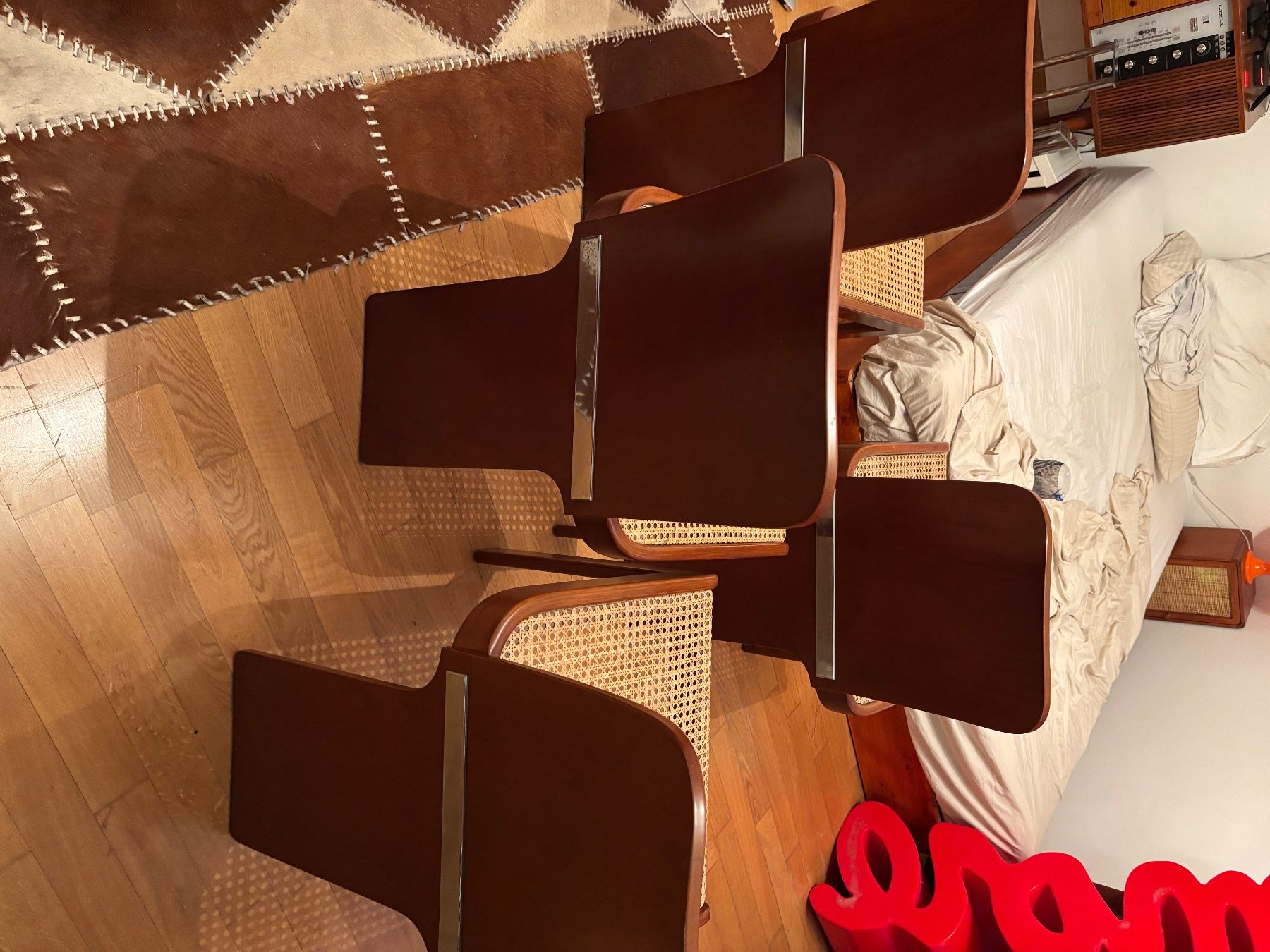 Sedie: 4x post modern dining chairs pierluigi molinari x Pozzi 1970 – Usato da Lugano venduto da rrkivio 4