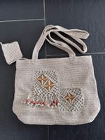 gehäkelte Umhängetasche beige