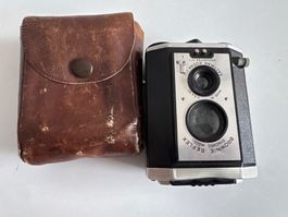 Seltene Kodak Brownie Reflex Synchro Kamera mit Ledertasche