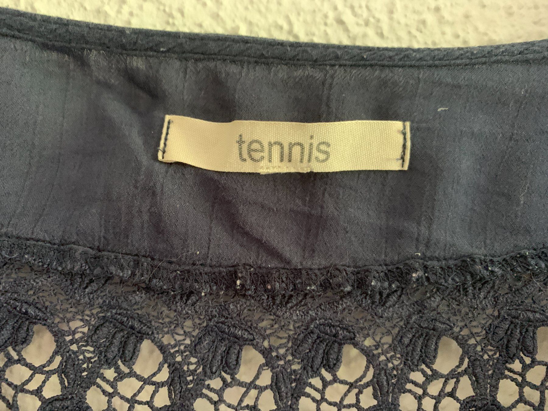 Camicette: Bluse dunkelblau mit Spitzenbesatz Grösse M – Usato da Rengg venduto da kindle02 2