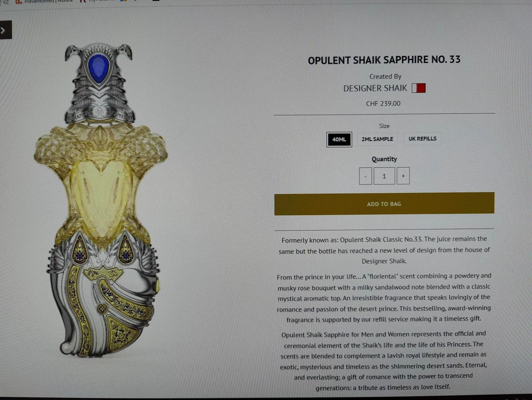 Profumi & Eau de Toilette: Parfum OPULENT SHAIK SAPPHIRE No. 33 – Usato da Meggen venduto da SellingGoods_1 4