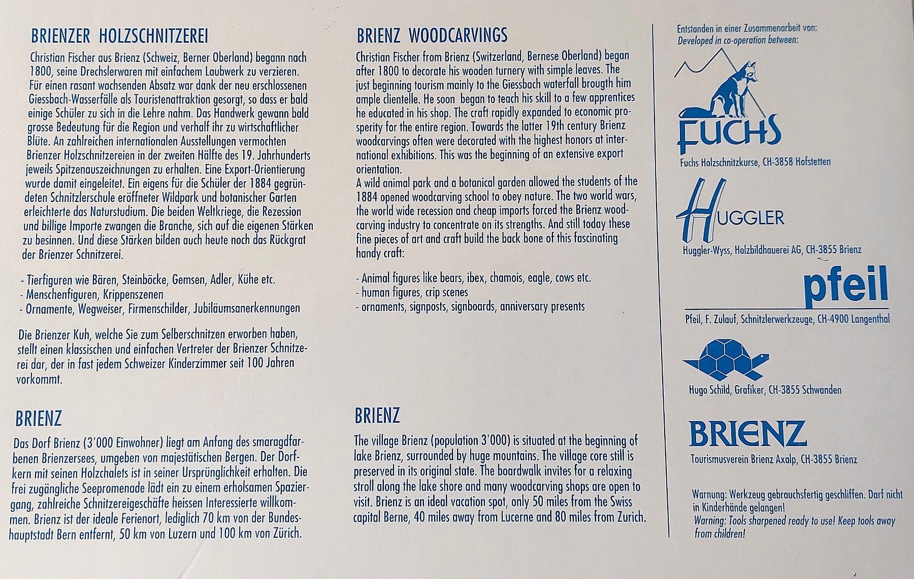 Holzschnitte: Holzschnitzerei BRIENZ – Neu (gemäss Beschreibung) aus Uitikon Waldegg von Boots15 1