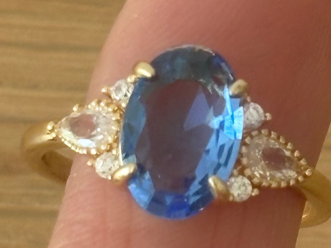 Anelli: Luxus Elegante Gr.19/9 Ring Farbe:  Gold/ blau – Nuovo (secondo la descrizione) da Biel-Bienne venduto da Roserosse13 1