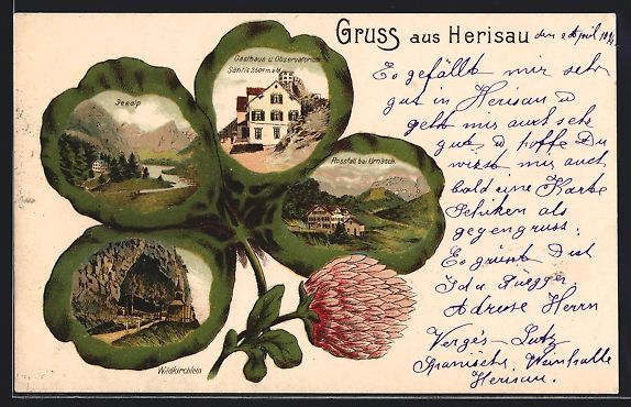 Cartoline postali: Passepartout-Lithographie Herisau, Gasth – Usato da Berlin venduto da bartko-reher