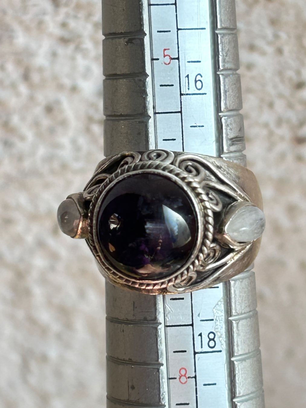 Anelli: Silber Ring braunschwarzer Stein / Mondsteine, Gr.54 – Usato da Laufen venduto da Bellavitaboom 6