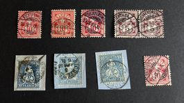 Sitzende Helvetia + Zifferzeichnung mit Stempel Richtersweil