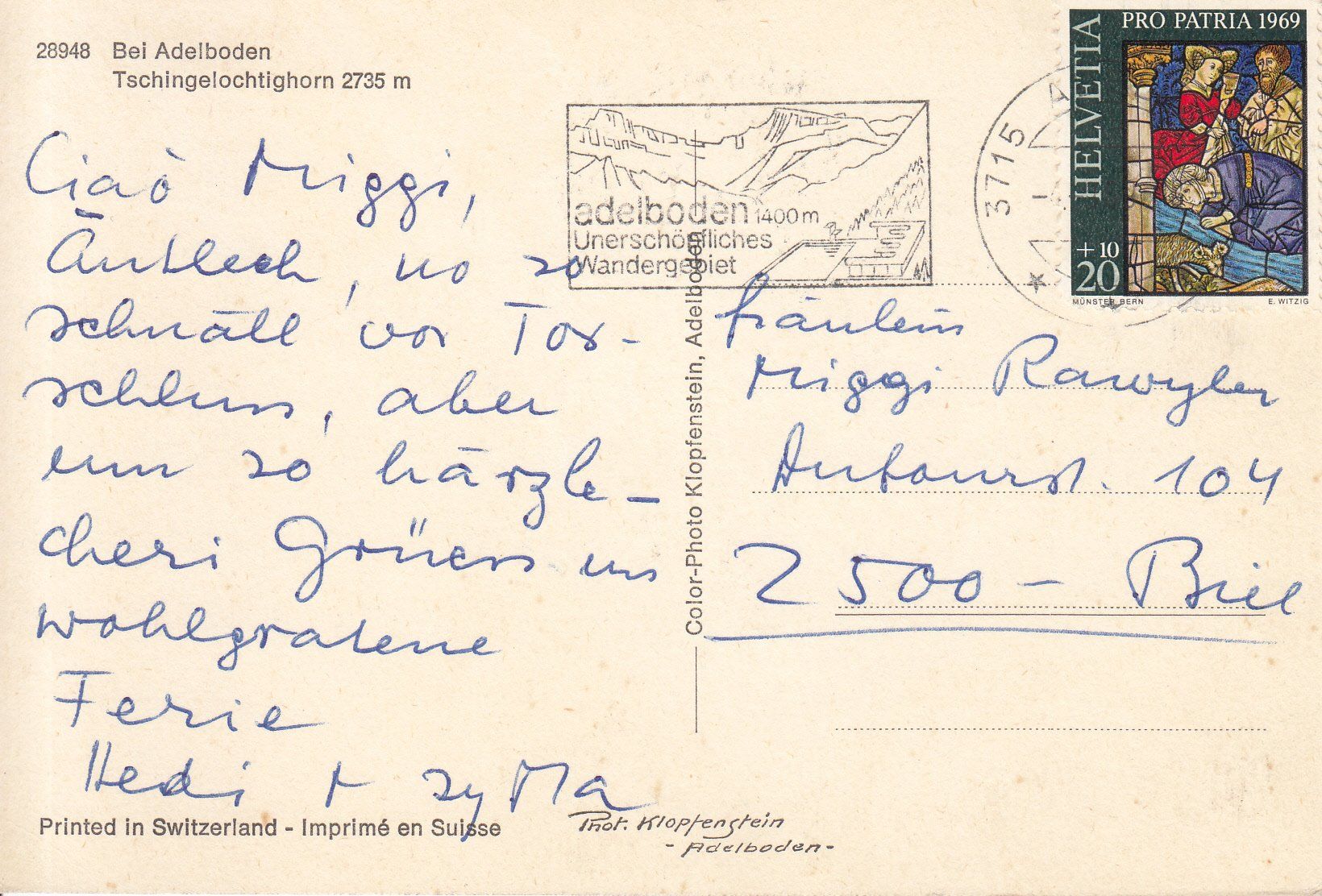 Cartoline postali: Tschingelochtighorn 1969 – Usato da Bürglen TG venduto da StampGraf 1