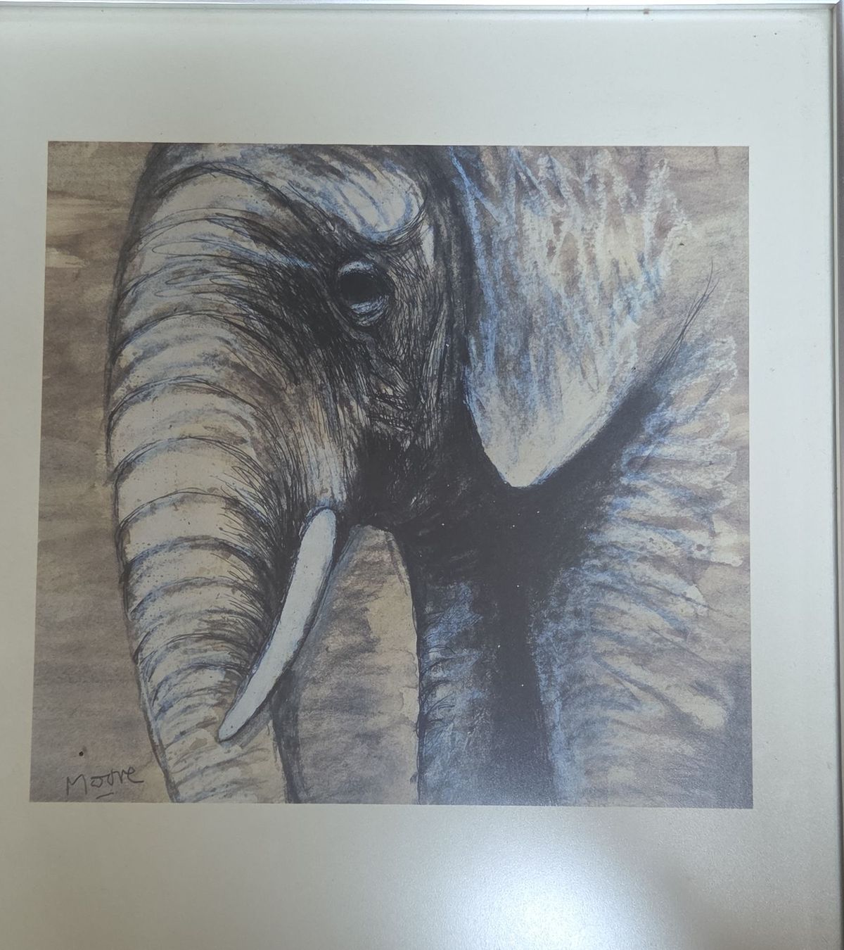 Poster & Bilder: Henry Moore Gemälde Elefant, gerahmt – Gebraucht aus Basel von yae_7ktl