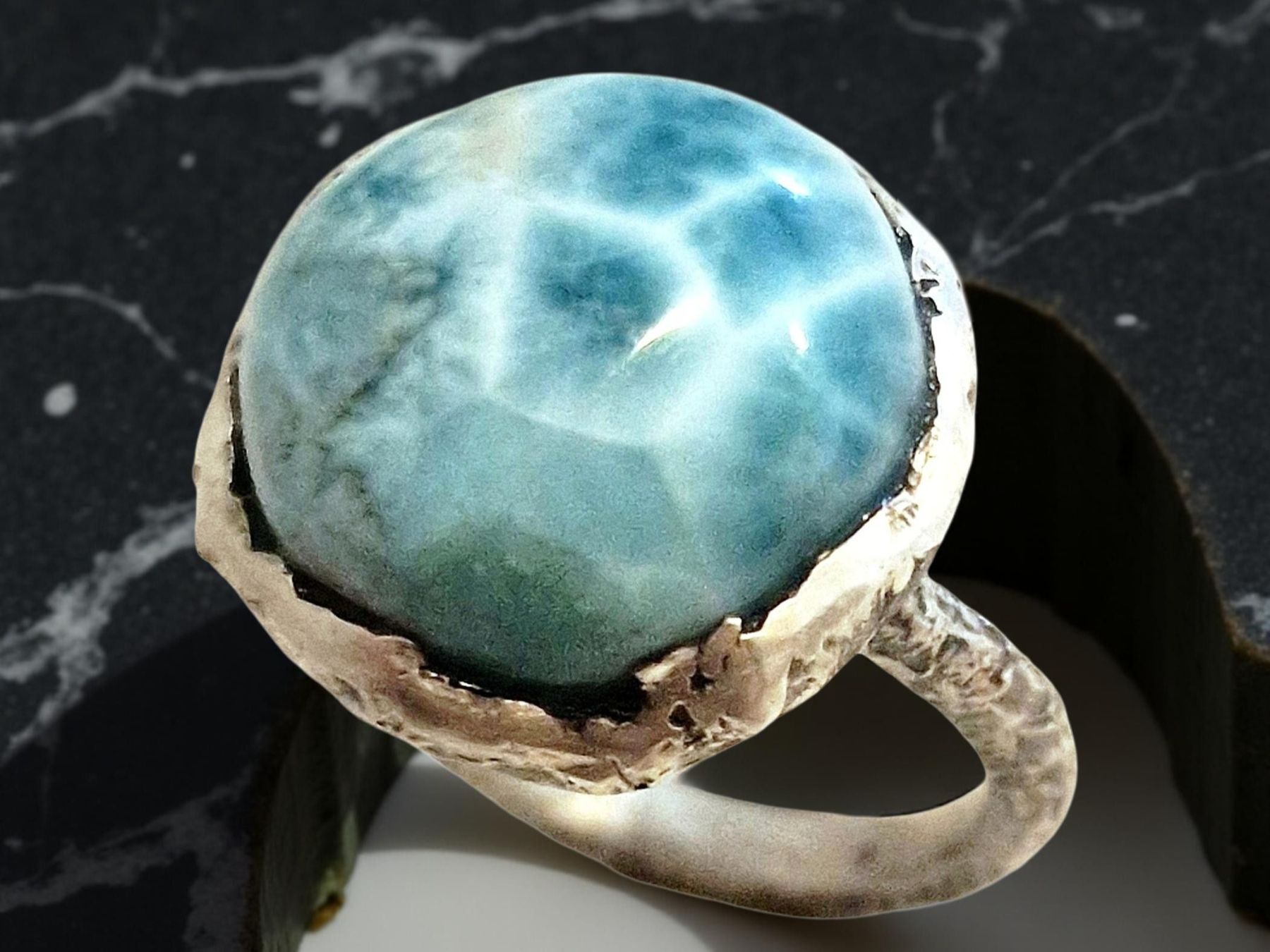 Ringe: Statement-Ring Silber & Larimar, Grösse 56 – Neu und originalverpackt aus Aarau von Schmuckhoehle_MD 3