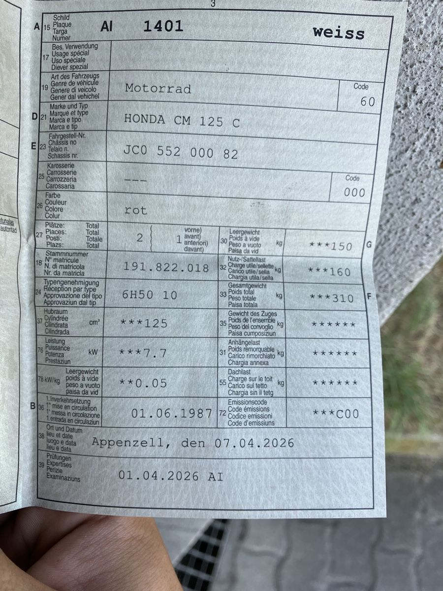 Route: Honda cm 125 (ab Mfk) – D'occasion à Appenzell par bla_qh9l 3