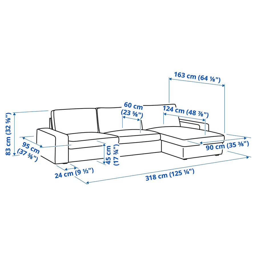 Divani: IKEA KIVIK 4er-Sofa mit Récamiere – Beige – Difettoso da Ruswil venduto da GARAN 3